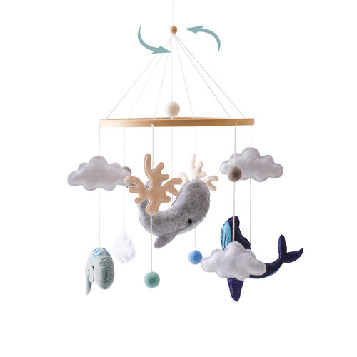 Baby Mobile for Crib?Baby Nursery Mobiles?Handmade Felt Ocean Animal Mobile for Crib Baby Boys and Girls?Woodland Nursery Decor for Infant Bedroom Hanging? Gender Neutral Baby Stuff?Whales?