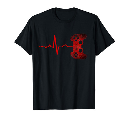 Gamer Heartbeat Video Games Gaming Boys Teens Men T-Shirt
