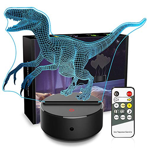 Night Lights for Kids Dinosaur Lamps Kids Night Light 3D Bedside Lamp 7 Colors Change Nightlights Dinosaur Toys with Remote Control Birthday Gifts for Girls Boys Baby (Dinosaur Velociraptor) Night Lights for Kids Dinosaur Lamps Kids Night Light 3D Bedside Lamp 7 Colors Change Nightlights Dinosaur Toys with Remote Control Birthday Gifts for Girls Boys Baby (Dinosaur Velociraptor)