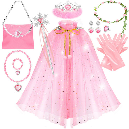 Fedio Princess Cape Set,12Pcs Princess Dress up Clothes for Little Girl, Princess Dresses for Girl 3-8 Years Birthday Gift