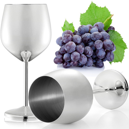 DEAYOU 2 Pack Stainless Steel Wine Glasses, 17 Oz Unbreakable Stemmed Wine Glass, Silver Shatterproof Steel Wine Goblet, Portable Metal Drinkware for Champagne, Pool, Indoor Outdoor, Party DEAYOU 2 Pack Stainless Steel Wine Glasses, 17 Oz Unbreakable Stemmed Wine Glass, Silver Shatterproof Steel Wine Goblet, Portable Metal Drinkware for Champagne, Pool, Indoor Outdoor, Party