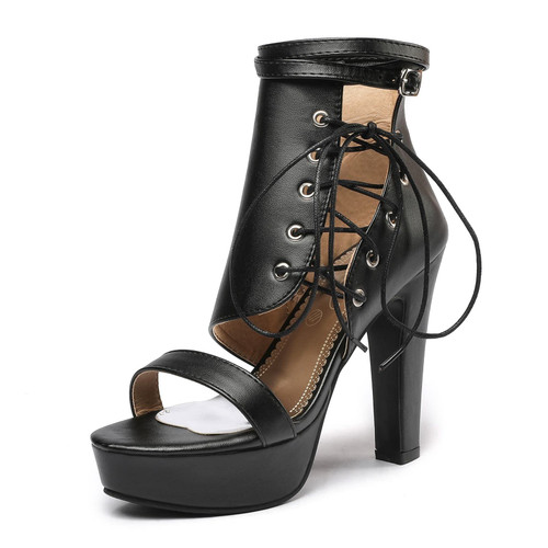 Feinlina Women's Platform Open toe High Heel Ankle Strap Chunky Heels Sandals