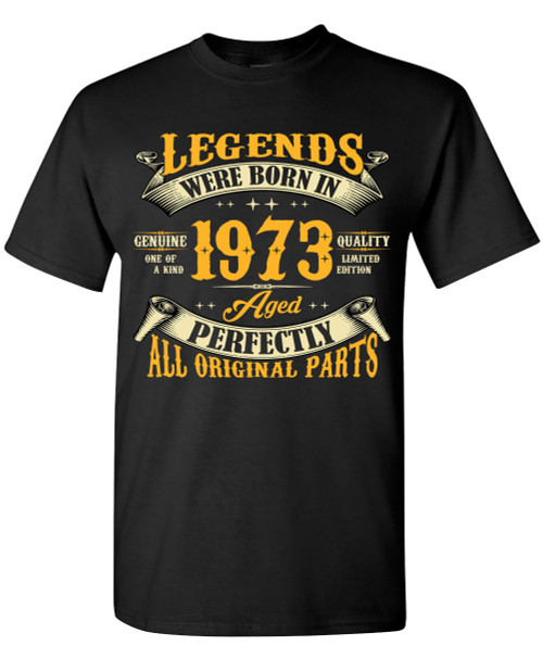 50th Birthday Shirt for Men, Legends were Born in 1973, Vintage 50 Years Old T-Shirt Black Medium