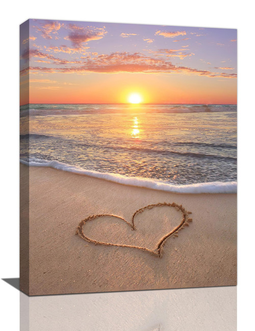 Beach Wall Art Beach Sunset Heart Pictures Wall Decor Coastal Ocean Canvas Prints Ocean Seascape Painting Modern Artwork Home Decoration for Bathroom Bedroom Living Room 12"x16" Beach Wall Art Beach Sunset Heart Pictures Wall Decor Coastal Ocean Canvas Prints Ocean Seascape Painting Modern Artwork Home Decoration for Bathroom Bedroom Living Room 12"x16"
