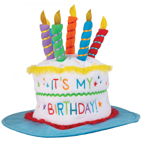 amscan Birthday Cake Fabric Hat - 10 1/2" x 14" | Multicolor | 1 Pc