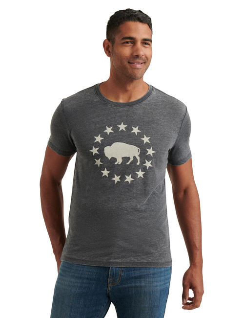 Lucky Brand Men's Short Sleeve Crew Neck Buffalo Tee Shirt, Jet Black, XX-Large