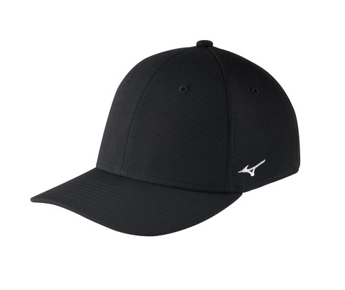 Mizuno Stretch Fitted Team Hat, X-Small/Small, Black