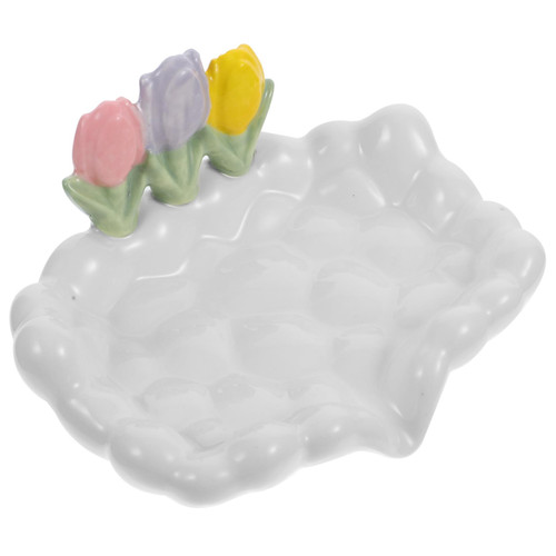 FONDOTIN Bathtub Tray Sink Tray Self Draining Soap Tray Shower Soap Holders Soap Drain Tray Anti-Slip Soap Holder Draining Soap Dish Soap Dish for Shower Clean White The Clouds Ceramics