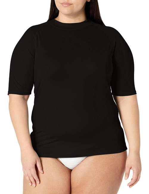 Kanu Surf Women's Plus-Size UPF 50+ Active Rashguard & Workout Top, Black, 2X