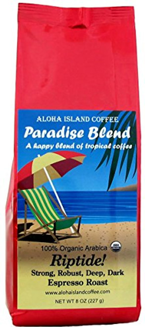 Riptide! Strong, Deep, Dark Espresso Roast, Certified Organic Rain Forest Alliance Fair Trade Coffee, 8 Oz Ground (Drip Grind) Riptide! Strong, Deep, Dark Espresso Roast, Certified Organic Rain Forest Alliance Fair Trade Coffee, 8 Oz Ground (Drip Grind)