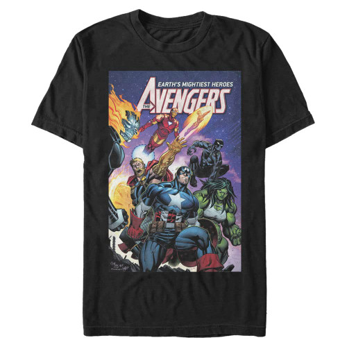 Marvel Big & Tall Classic Avengers Team NOV18 Men's Tops Short Sleeve Tee Shirt, Black, 4X-Large