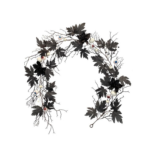 Fall Garland Maple Leaf, 6.2ft/Piece Halloween Pumpkin Black Maple Leaf Garland Decoration, Artificial Fall Maple Leaf Hanging Fall Garland Vine Autumn Thanksgiving Decor for Home Wedding Party