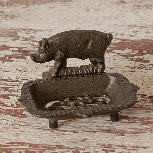 Cast Iron Farm Pig Primitive Soap Dish Holder