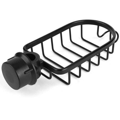 VTOSEN Kitchen Rack Faucet Storage Organizer - Sink Hanging Drain Basket Holder, Space-Saving Sink Faucet Rack for Bathroom - Sink Accessory(Black)
