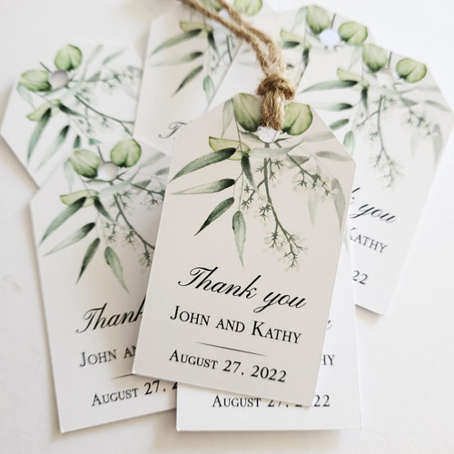 Greenery Thank you Wedding Favor Tags, Personalized Wedding Gift Tags, Rustic Wedding Tags, Botanical Thank You For Celebrating Favours (3.5" x 2.2")