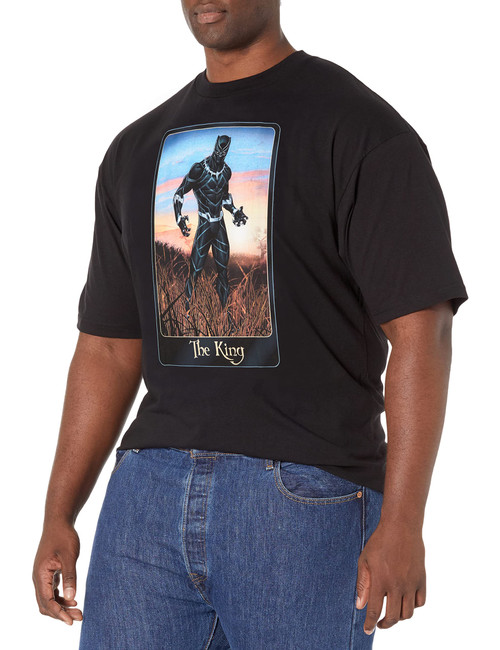 Marvel Big & Tall Classic Panther King Men's Tops Short Sleeve Tee Shirt, Black, X-Large