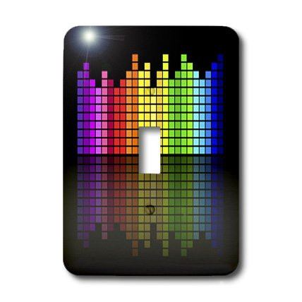 3dRose LSP_38907_1"Pink Red Green Yellow Blue Music Equalizer On Black Single Toggle Switch