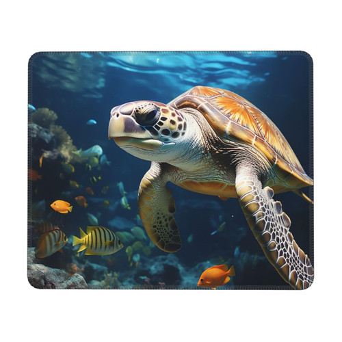 Sea Turtle Dolphin and Fish Print Mouse Pad Waterproof Gaming Mouse Pads with Non-Slip Rubber Base Computer Mousepad Personalized Mouse Mat for Desk Pad