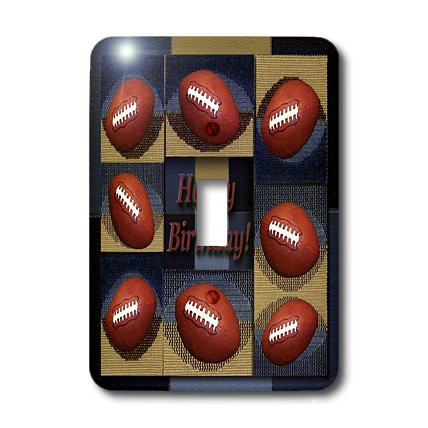 3dRose LLC lsp_34403_1 Birthday, Football Blue and Tan Design Single Toggle Switch