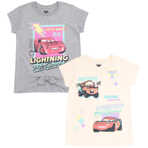 Disney Pixar Cars Tow Mater Lightning McQueen Toddler Girls 2 Pack T-Shirts White/Gray 3T Disney Pixar Cars Tow Mater Lightning McQueen Toddler Girls 2 Pack T-Shirts White/Gray 3T