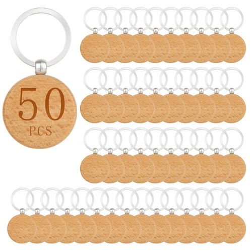 Oungy 50PCS Wooden Keychain Blanks Unfinished Round Wood Keychain Blanks Wooden Key Chain Bulk for Engraving Personalized DIY Gift Crafts Oungy 50PCS Wooden Keychain Blanks Unfinished Round Wood Keychain Blanks Wooden Key Chain Bulk for Engraving Personalized DIY Gift Crafts