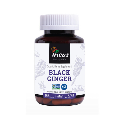 INCAS Organic Black Ginger 120 Vegan Capsules 500mg Each from Thailand Non GMO Verified Kaempferia Parviflora Thai Ginseng