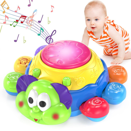 Yerloa Beetle Baby Crawling Toys 6 to 12 Months Montessori Infant Light up Music Toys Tummy Time Development Learning Toys 12 to 18 Months Toddle Birthday Gifts for 1 Year Old Girls Boys