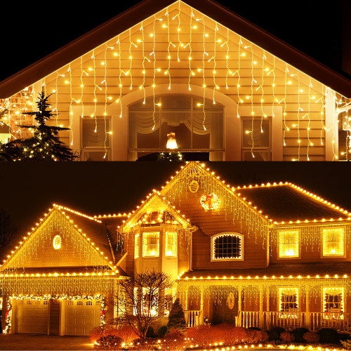 AmyHomie 400 LED Icicle Lights, Icicle Christmas Lights Outdoor Waterproof String Lights with 80 Drops, 8 Modes Indoor Curtain Fairy Lights for Wedding Party Holiday Xmas Decorations Warm White AmyHomie 400 LED Icicle Lights, Icicle Christmas Lights Outdoor Waterproof String Lights with 80 Drops, 8 Modes Indoor Curtain Fairy Lights for Wedding Party Holiday Xmas Decorations Warm White