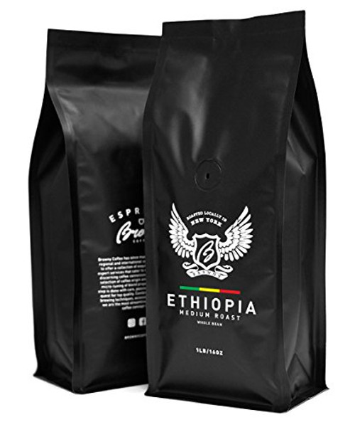 Browny Ethiopia Yirgacheffe Roasted Coffee Whole Beans - Premium Artisan Roast in 16oz (Medium Roast, 1 Pound) Browny Ethiopia Yirgacheffe Roasted Coffee Whole Beans - Premium Artisan Roast in 16oz (Medium Roast, 1 Pound)