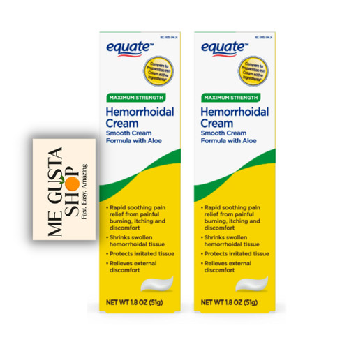 Equate Hemorrhoidal Cream,1.8 Oz (Pack of 02) Total 2 Bundle with Me Gustas Sticker