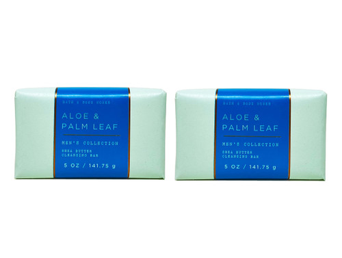 Bath & Body Works Men's Collection Aloe & Palm Leaf 2 Pack Shea Butter Cleansing Soap Bars - 5 oz / 141.75 g each