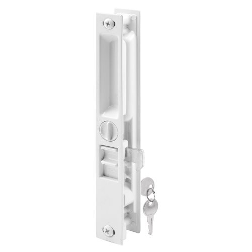 Slide-Co 143785 Sliding Keyed Door Handle Set with Mid Body Hook, White Diecast