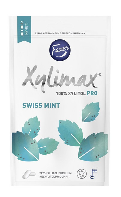 Fazer Xylimax Swiss Mint 100% Xylitol PRO Sugar Free Chewing Gum Bag 80g