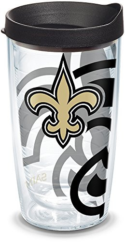 Tervis 1292140 NFL New Orleans Saints Tumbler with Lid, 16 oz, Clear