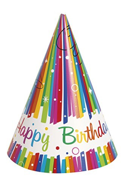 Rainbow Ribbons Birthday Party Hats, 8ct Rainbow Ribbons Birthday Party Hats, 8ct