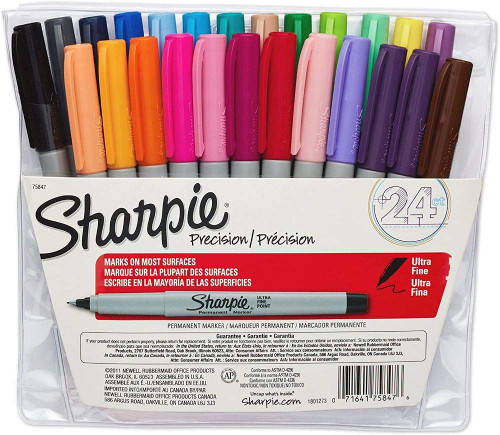 Sharpie Precision Point Permanent Markers, Ultra-Fine Point, Assorted Colors, Set of 24