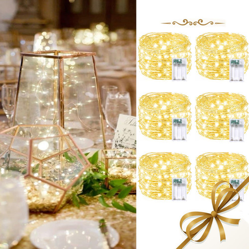 6 Pack 20FT 60LED Fairy Lights Battery Operated, Waterproof Christmas String Lights with Timer, Battery Twinkle Lights for Bedroom Christmas Tree Decorations (Warm White)