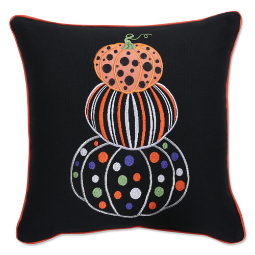 Pillow Perfect Indoor Halloween Pumpkin Stack Throw Pillow, 16.5" x 16.5", Black