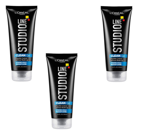 L'Oreal Paris Studio Line Strong Hold Clear Minded Clean Gel, 6.8 Fl Oz (Pack of 3)