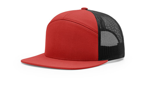 Richardson 168 Seven Panel Trucker Hat Snapback Custom (Red/Black)