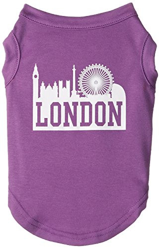 Mirage Pet Products 12-Inch London Skyline Screen Print Shirt for Pets, Medium, Purple