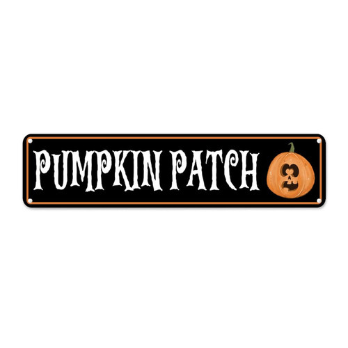 CowkissSign Pumpkin Patch Funny Halloween Pumpkin Metal Sign Fall Halloween Welcome Metal Plaque Fall Halloween Decor Gift Retro Wall Decoration Plaques for Front Porch Living Room Bedroom 12x3in