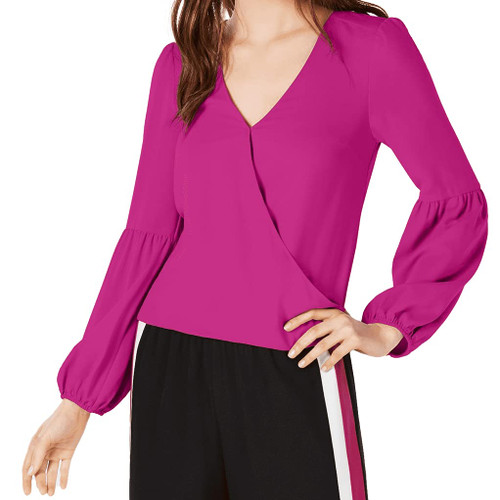 bar III Womens Blouson Sleeve Knit Blouse, Pink, X-Small