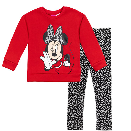 Disney Minnie Mouse Little Girls Fleece Sweatshirt & Leggings Red/Black 7-8 Disney Minnie Mouse Little Girls Fleece Sweatshirt & Leggings Red/Black 7-8