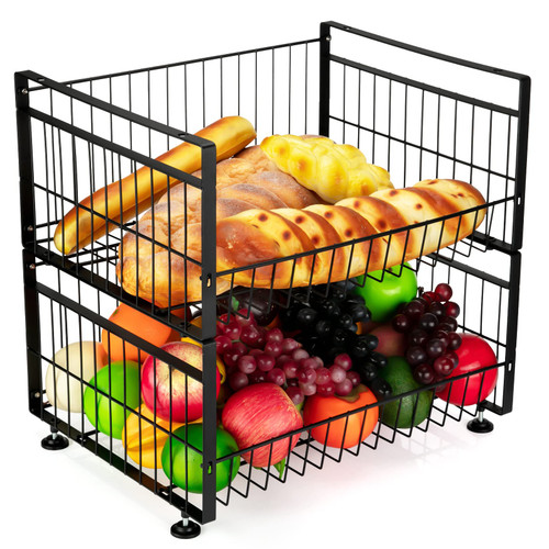 Extra Large Fruit Basket With Banana Hanger for Kitchen Countertop, 2-Tier Fruit Stand for Countertop, Large Wire Fruit Bowl Organizer for Kitchen Counter, Fruit Bread Vegetable Storage Holder Basket Extra Large Fruit Basket With Banana Hanger for Kitchen Countertop, 2-Tier Fruit Stand for Countertop, Large Wire Fruit Bowl Organizer for Kitchen Counter, Fruit Bread Vegetable Storage Holder Basket