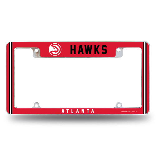 Rico Industries NBA Atlanta Hawks Classic 12" x 6" Chrome All Over Automotive License Plate Frame for Car/Truck/SUV