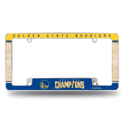 Rico Industries NBA Basketball Golden State Warriors 2022 NBA Champions 12" x 6" Chrome All Over Automotive License Plate Frame for Car/Truck/SUV