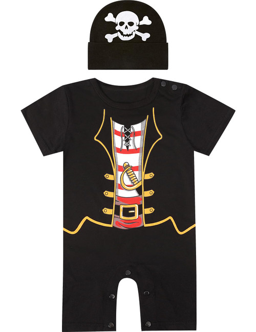 COSLAND Baby Pirate Costume Infant Boys Halloween Outfit, Black, 6-12 Months