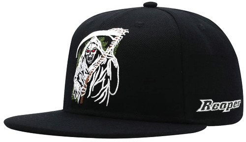 ADJUEMB Classic Snapback Hats Grim Reaper Embroidery Adjustable Flat Bill Hat Unisex Baseball Caps Black ADJUEMB Classic Snapback Hats Grim Reaper Embroidery Adjustable Flat Bill Hat Unisex Baseball Caps Black
