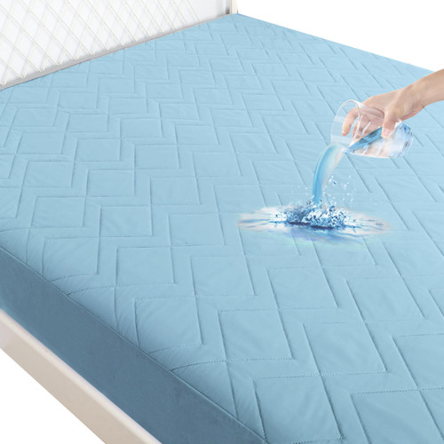 Berrker Waterproof Mattress Protector, 18 inches Deep Pocket, Breathable and Noiseless Mattress Topper, Machine Washable Bedding Mattress Pad, Soft Mattress Cover (Light Blue, Queen) Berrker Waterproof Mattress Protector, 18 inches Deep Pocket, Breathable and Noiseless Mattress Topper, Machine Washable Bedding Mattress Pad, Soft Mattress Cover (Light Blue, Queen)